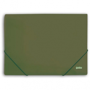 Папка на резинках, пластик., А4 , зелёный металлик, 0,5мм, INDEX