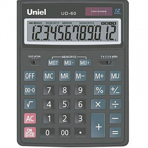 Калькулятор настольный UNIEL UD-60, 12 разрядный, размер 206*155*35 мм