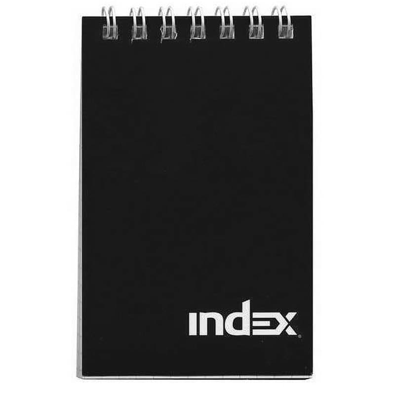 Блокнот, А7, 40л., клетка, на гребне, ламинир. обложка, office classic, чёрный INDEX