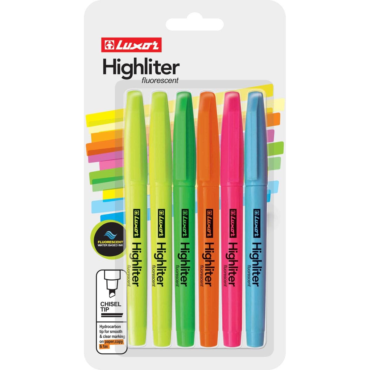 Набор маркеров текстовых, 6 цвета, Fluroscent. LUXOR