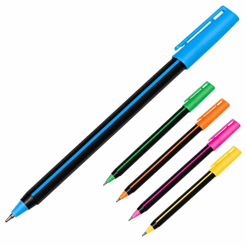 Ручка шариковая, синяя, 0,7 мм, масляная, корпус ассорти, Neon soft touch. 50 шт упаковка,LUXOR