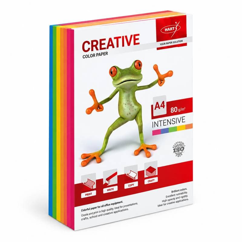 Бумага, А4, 80 гр, 50 лист., Радуга Интенсив 5 цв. KRIS CREATIVE