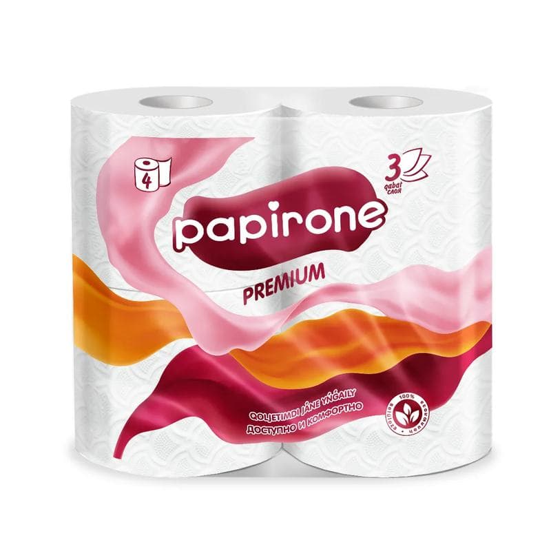 Туалетная бумага Papirone по 4 шт, 3-х слойные