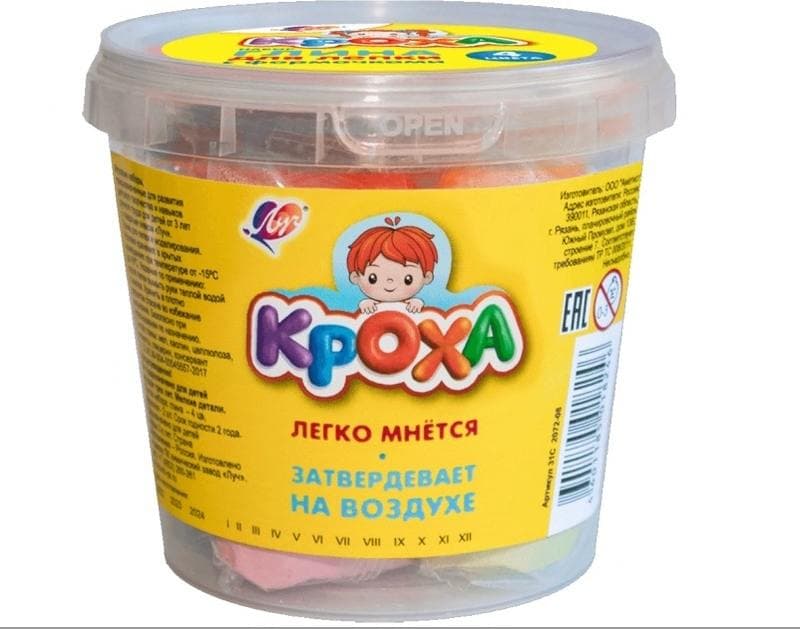Пластилин-глина для лепки,  4 цв с 2 формочками, ЛУЧ