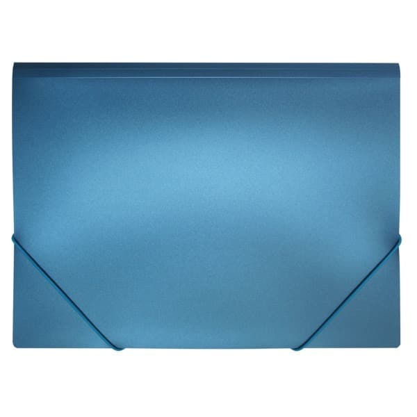 Папка на резинках, пластик., А4, синий металлик, 0,5мм, METALLIC, INDEX