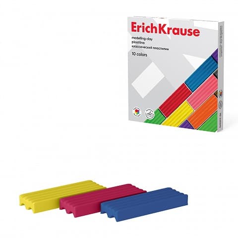 Пластилин 10 цв, 160гр, классический, картон коробка, ERICH KRAUSE