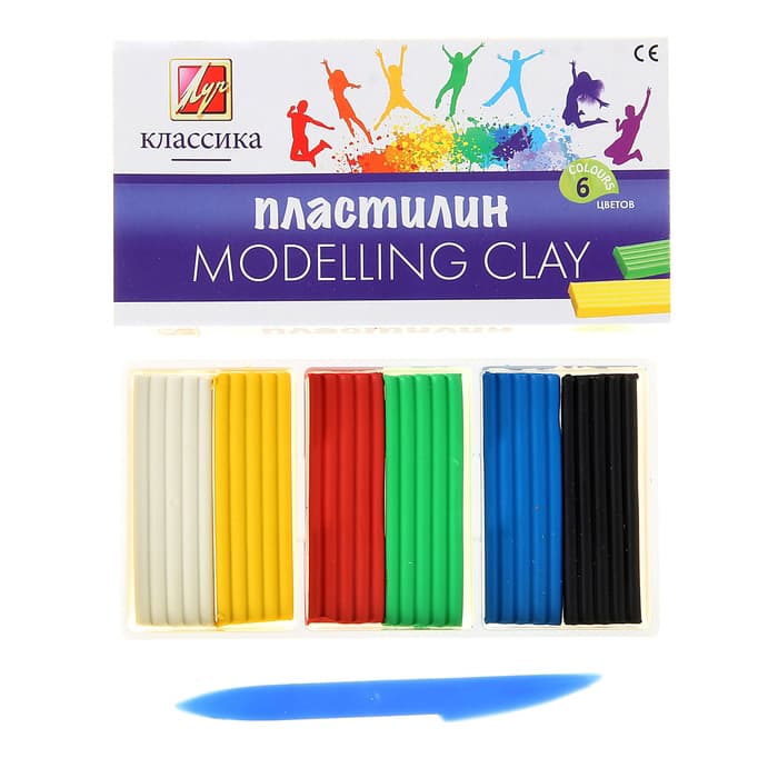 Пластилин, 6 цв.,120 г.,  в карт. упак, Классика, ЛУЧ