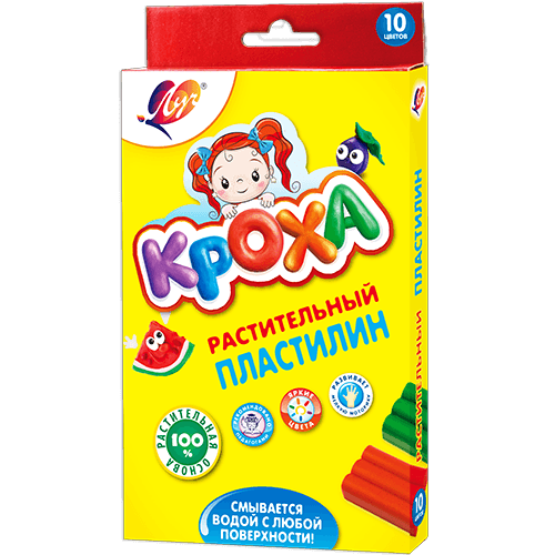 Пластилин растительный Луч Кроха 10 цветов х 16 гр.