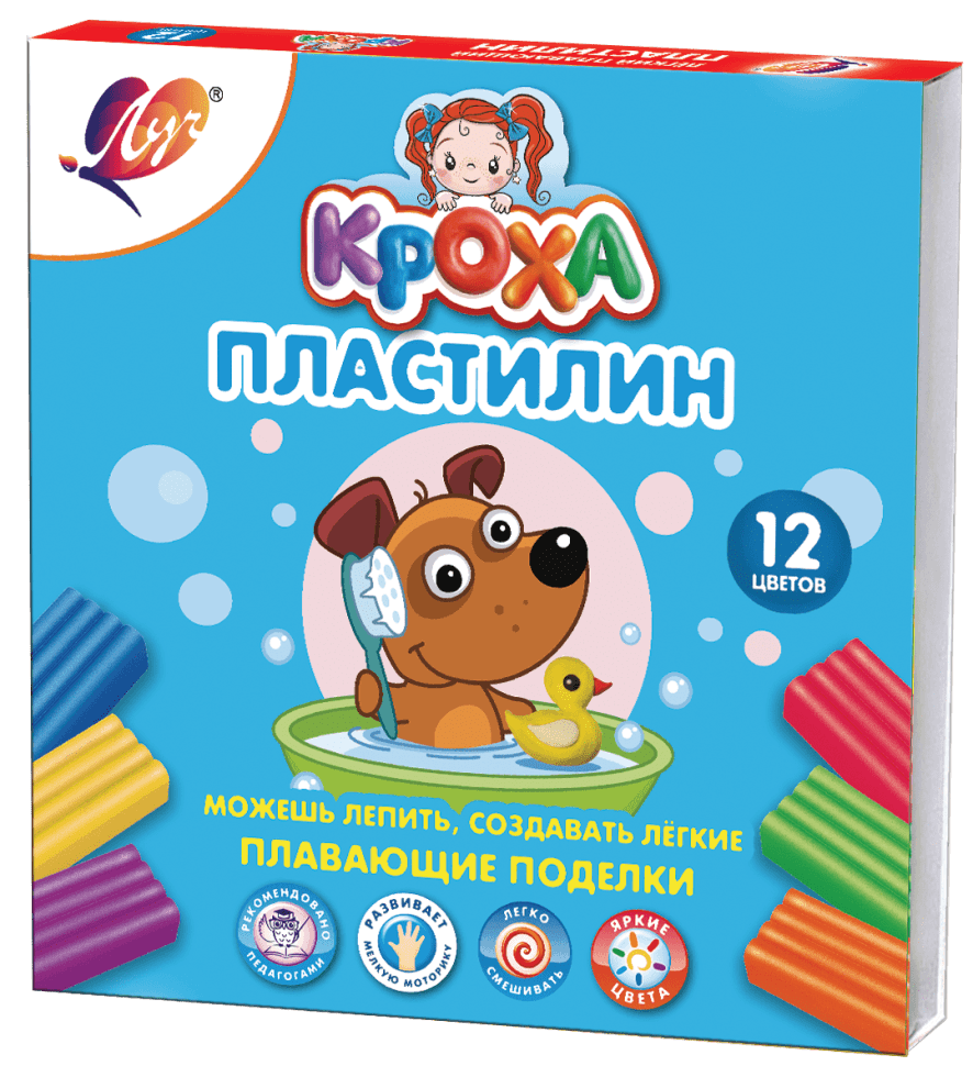Пластилин плавающий Луч Кроха 12 цветов х 12 гр.