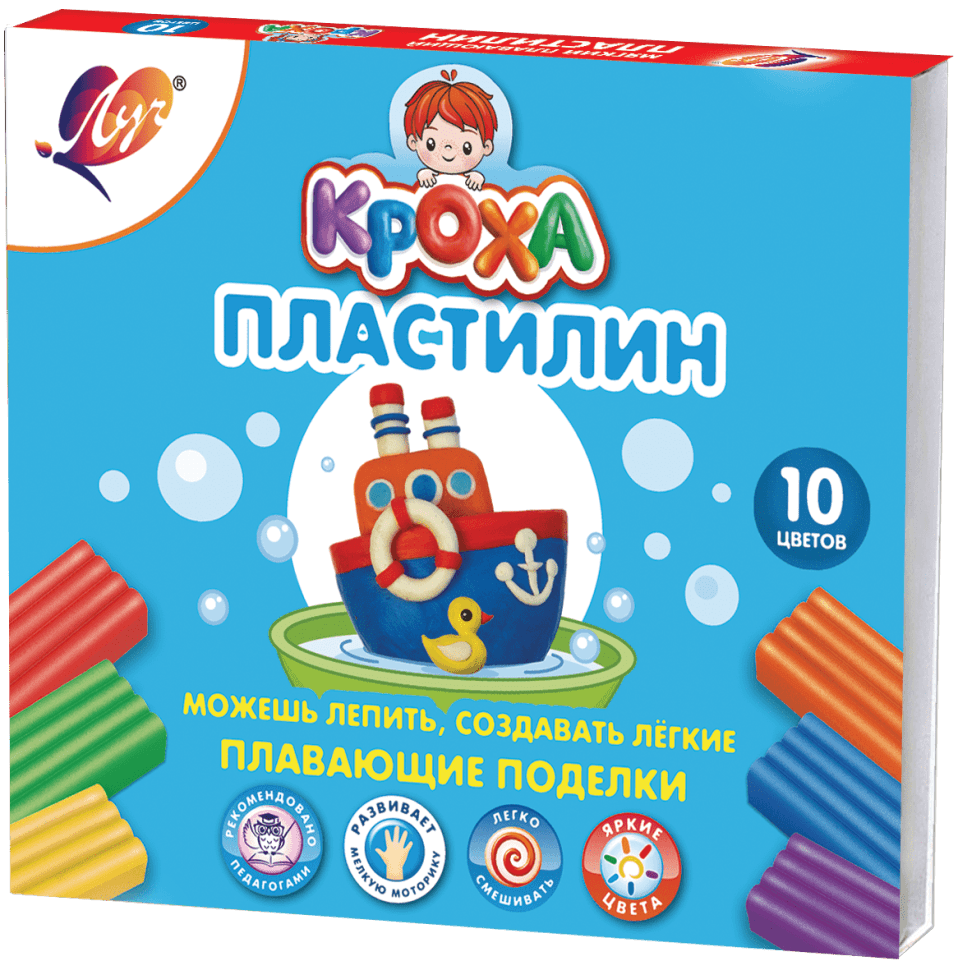 Пластилин плавающий Луч Кроха 10 цветов х 12 гр.