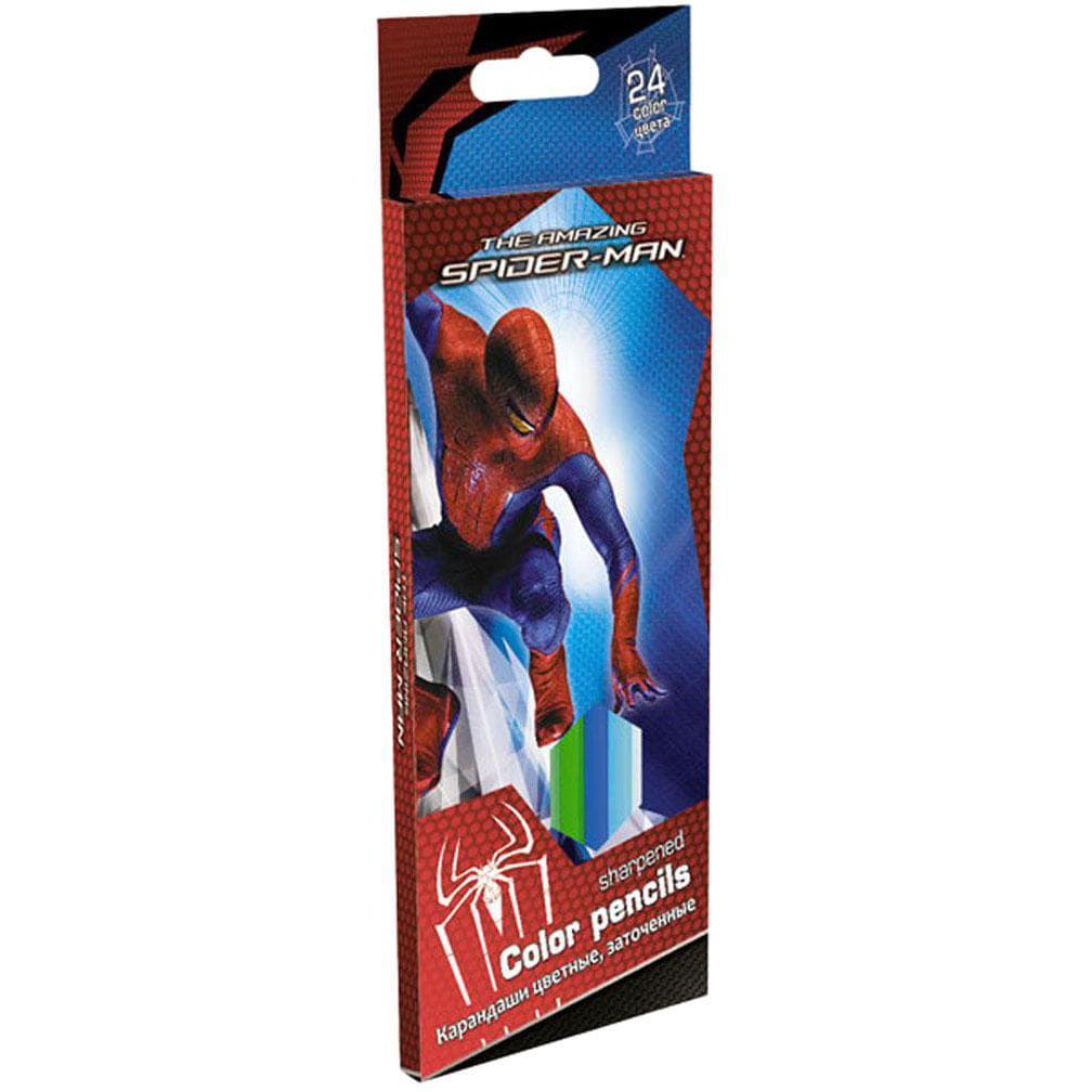 Карандаши цветные, 24 цв. в наборе, европодвес, Spider-man, Академия Групп
