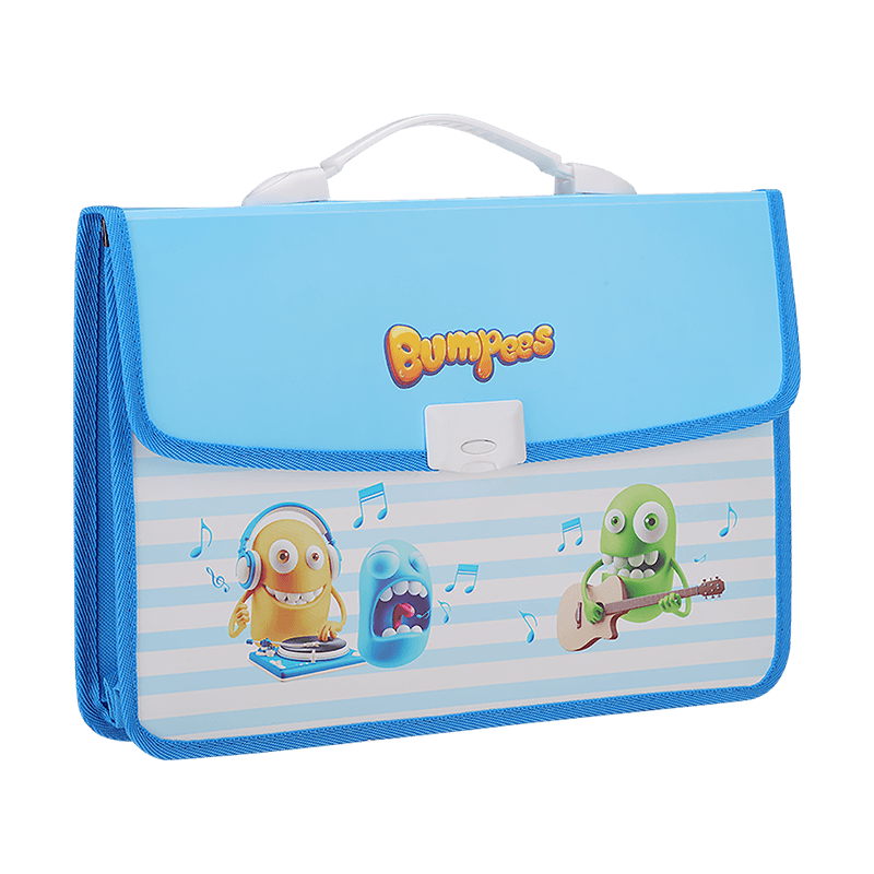 Папка портфель с ручками, 2 деления, 0,6мм, детский дизайн, Bumpees, DELI
