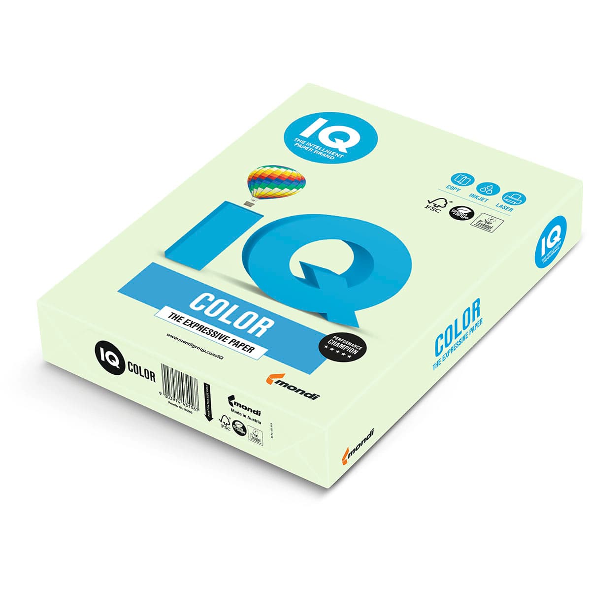 Бумага IQ Color Pale GN27,светло-зеленый, формат А4, пл-ть80 грм2, 500 листпач. 400624