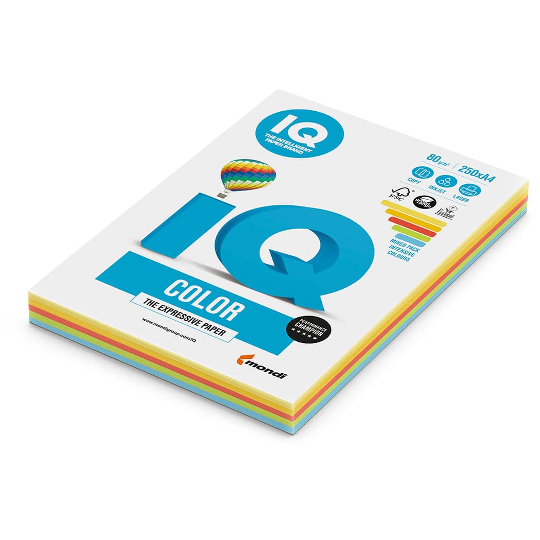 Бумага IQ Color  Mixed-Packs Intensive, формат А4, пл-ть 80грм2,250листпач.407579