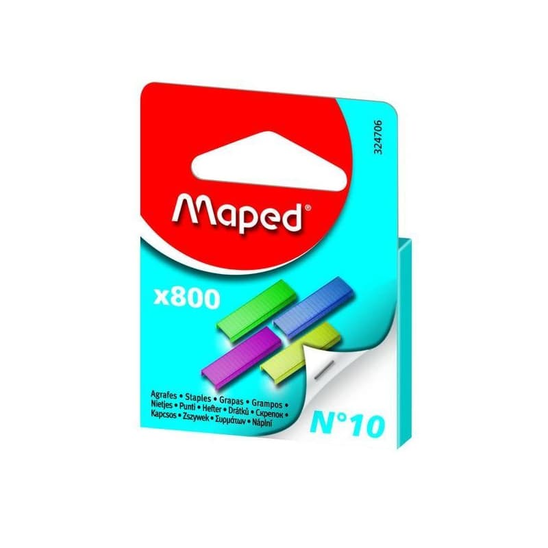 Скобы №10 для степлера, №10, цветные, MAPED, (800 шт в уп), картон. короб. с еп