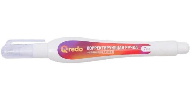Корректирующая ручка, 7 мл, пластиковый наконечник,  Qredo,