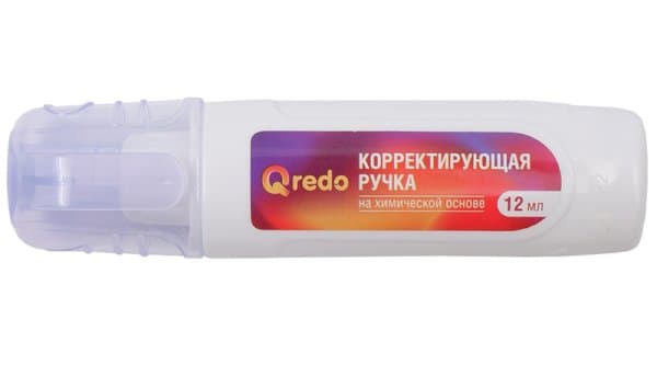 Корректирующая ручка, 12 мл, пластиковый наконечник,  Qredo,