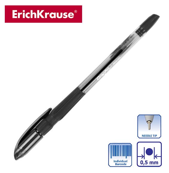 Ручка гелевая semi-gel GRAPHO, черная, ERICH KRAUSE