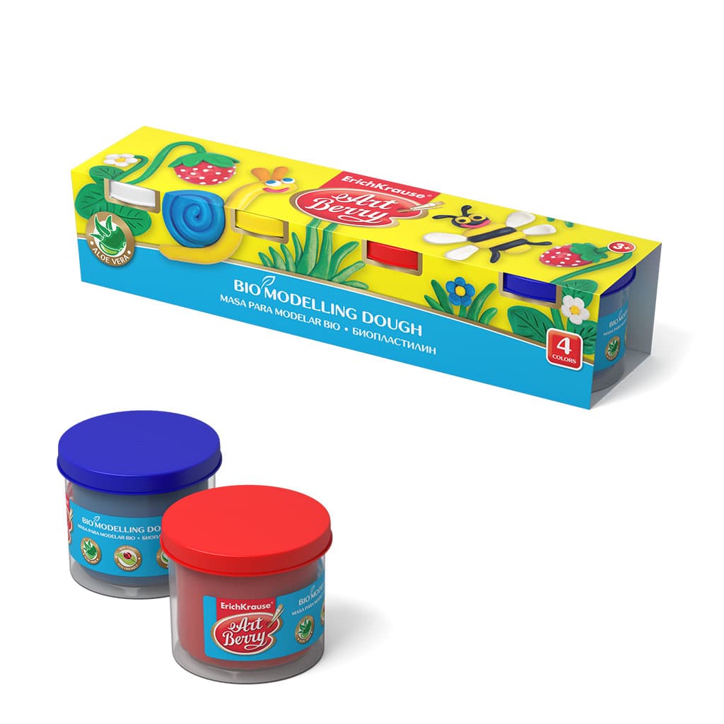 Пластилин-био, 4 цв. с Алоэ Вера 4 по 100гр, ArtBerry®