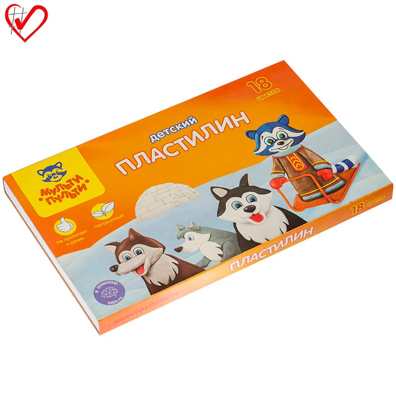 Пластилин, 18 цв.,270 г., со стеком, в карт. упак, Енот на Аляске, Мульти-Пульти