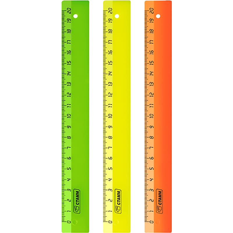 Линейка 20см,NEON, 4цв. СТАММ