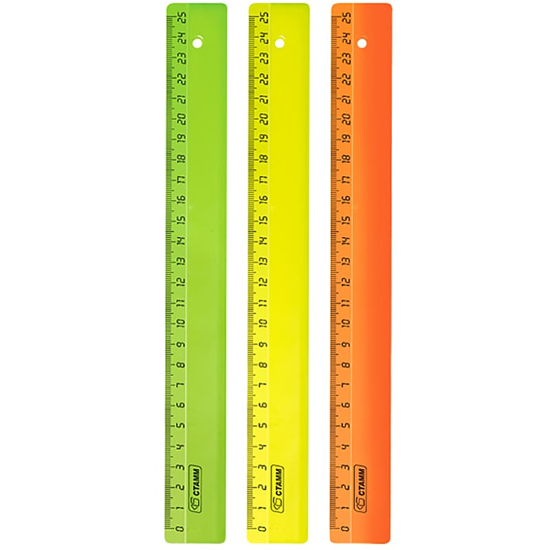Линейка 25см, NEON, 4 цв