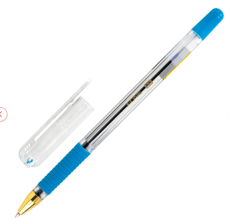 Ручка шариковая с грипом BRAUBERG "X-ONE", СИНЯЯ, корпус прозрачный, узел 0,5 мм, линия письма 0,35