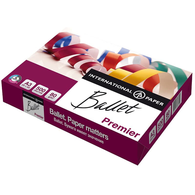 Бумага Ballet Premier, A3, 80г, 500л., КЛАСС A БЕЛИЗНА 161%, Светогорский ЦБК