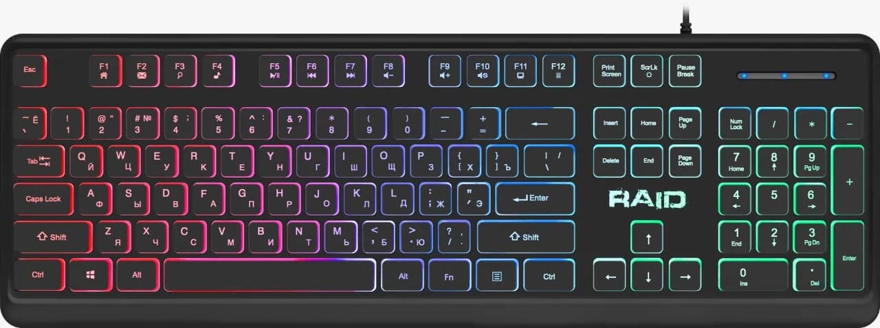 Клавиатура игровая Defender Raid GK-778DL RU,Rainbow, 104 кнопки