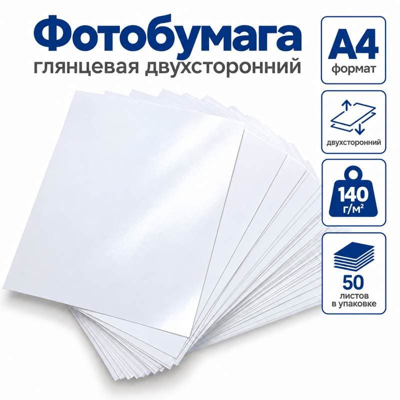 Фотобумага Home  глянцевая  двухсторонний 140гр/м2 формат А4,50л/уп