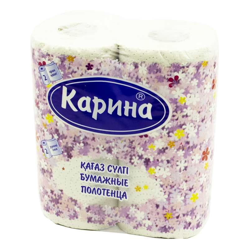 Бумажные полотенце Карина, серые, 16м, в упаковке 2 рулона