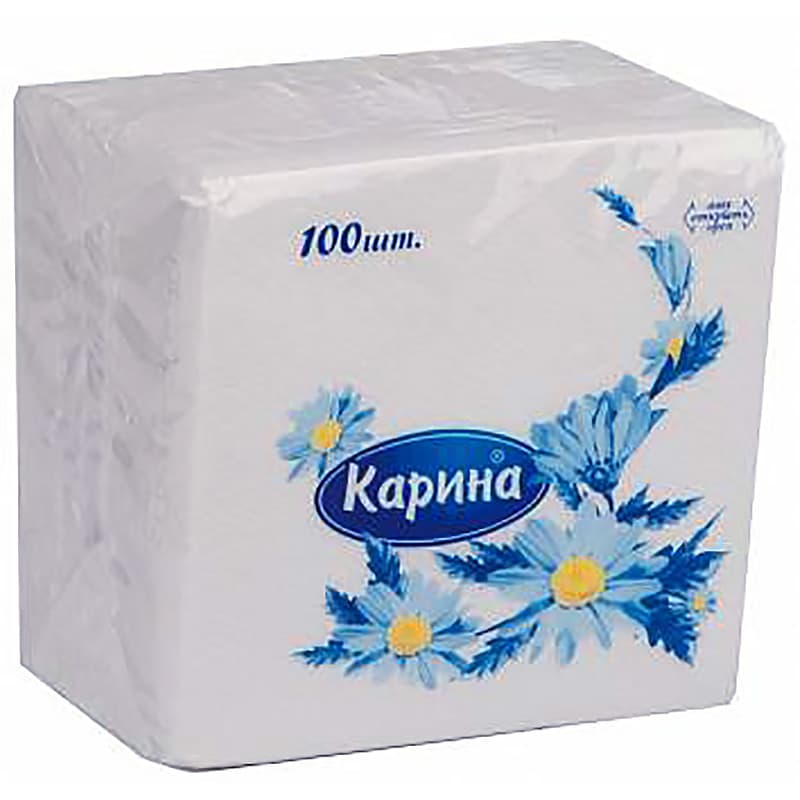 Салфетки бумажные 24х24 см, 100 штупак ,белые