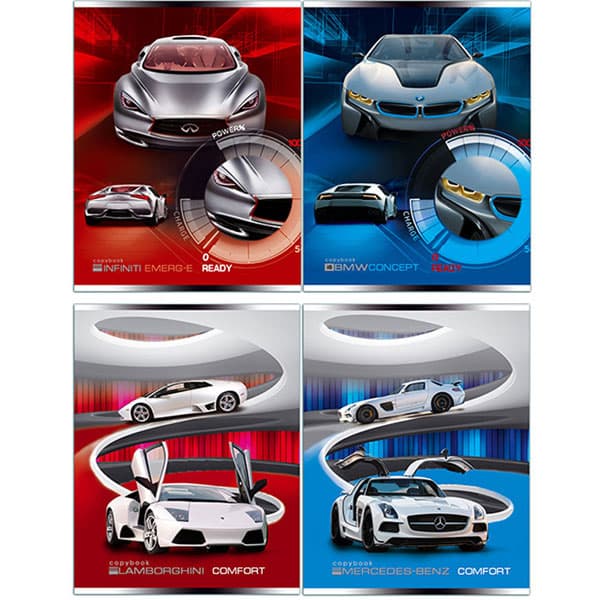 Тетрадь А5, 96л., клетка, евроспираль, AUTO CHIC