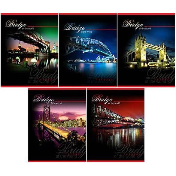 Тетрадь А5 80л клетка BRIDGE 08041,08042,08043,08044,08045