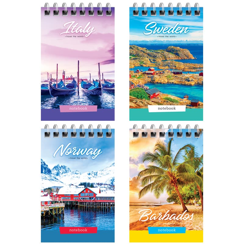 Блокнот А7, 40л, гребень, клетка, ArtSpace Путешествия. Travel the world