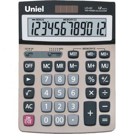 Калькулятор настольный UNIEL UD-72, 12 разрядный, размер 208*154*43 мм