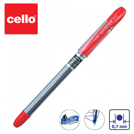 Ручка шариковая,масляная, 0,5мм, красная, MAXRITER Cello