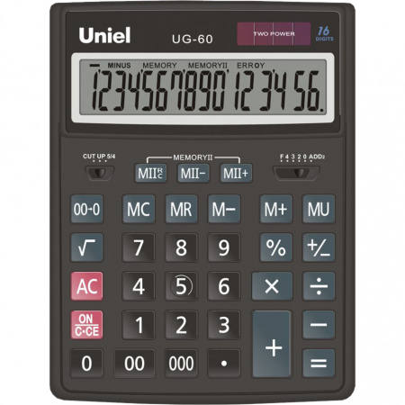 Калькулятор настольный UNIEL UG-60, 16 разрядный, размер 206*155*35 мм