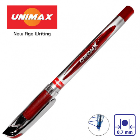 Ручка шариковая, красная, 0,7 мм, масляная, CHROMX-UNI MAX