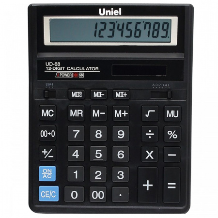 Калькулятор настольный UNIEL UD-68, 12 разрядный, размер 203*158*31 мм