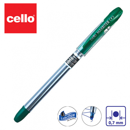 Ручка шариковая,масляная, 0,5мм, зелёный, MAXRITER Cello
