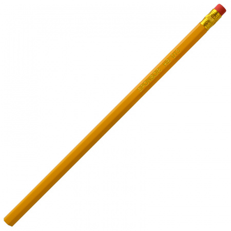 Карандаш простой НВ, с ластиком, жёлтый корпус 